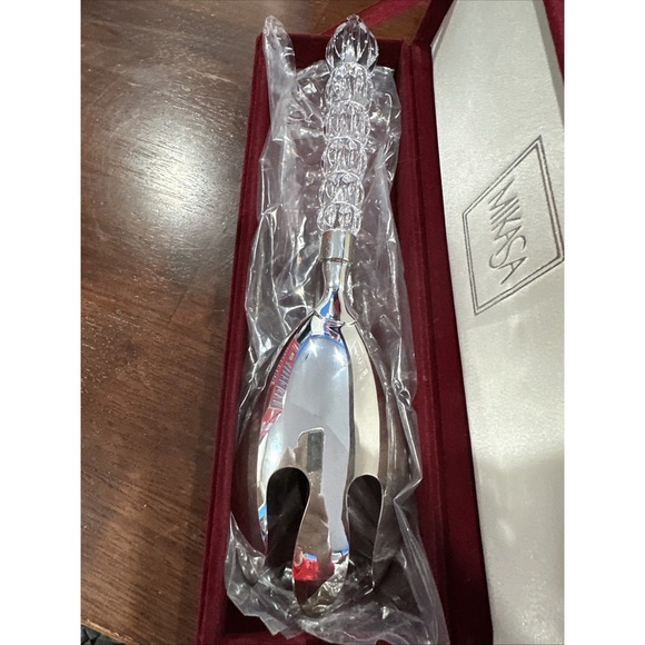 Vintage Mikasa Rousseau Crystal Silverplate Serving Fork With Box - Picture 5 of 6